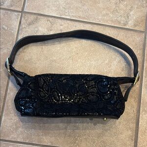 Talk of the Walk Black Shoulder Bag with Sparkling Design